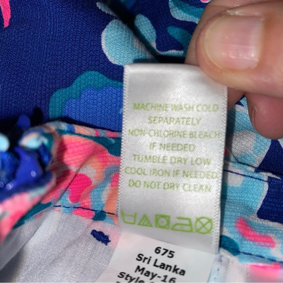 Lilly Pulitzer Magnolia Short Going Coastal Blue Pink Scalloped Hem size 00-EUC - Picture 4 of 7